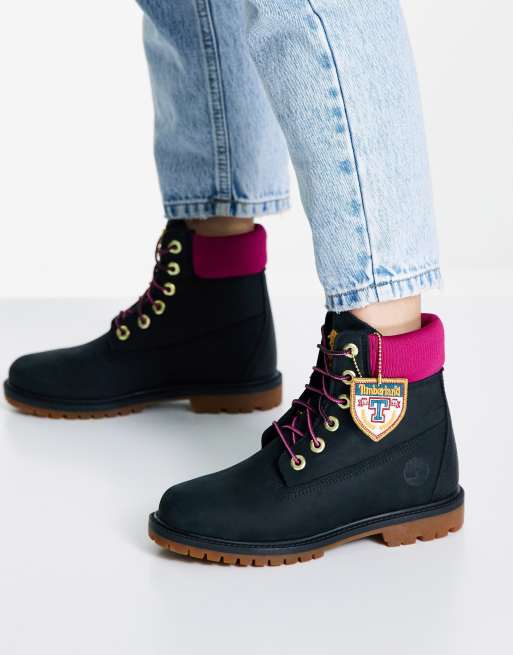 Black pink timberland boots outlet