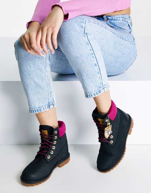 Black pink timberland boots online