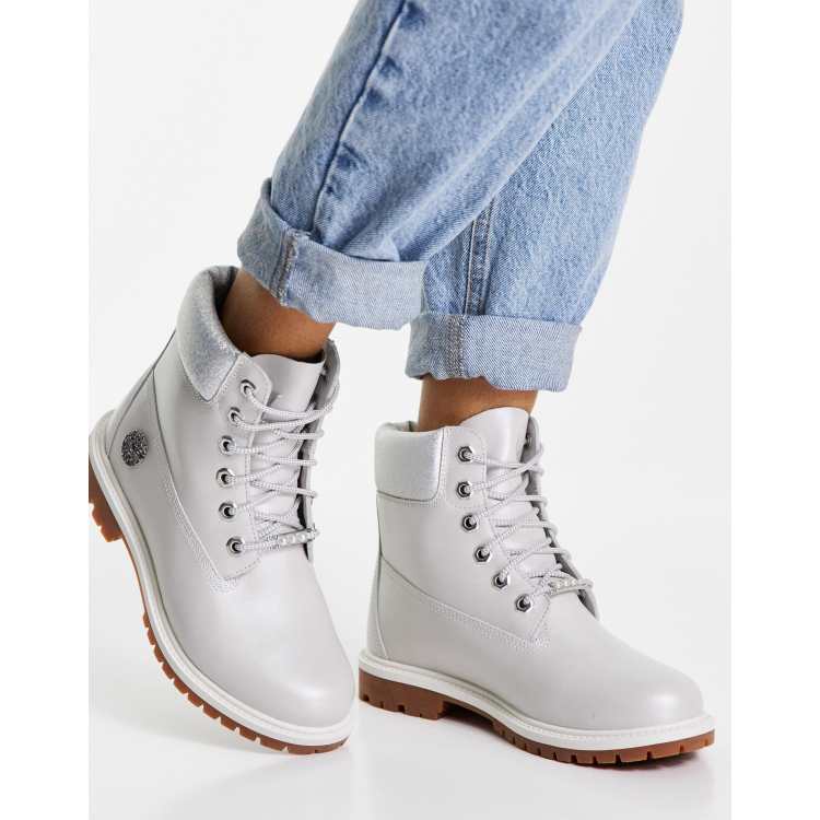 Grey and white timberlands women's sale