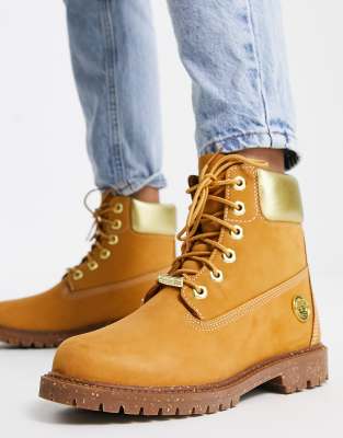 Timberland 6 Inch Heritage Cupsole Boots In Wheat And Gold-neutral