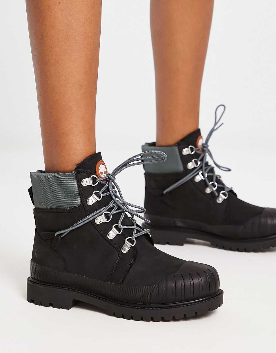 Timberland 6 inch Heritage rubber toe boots in black