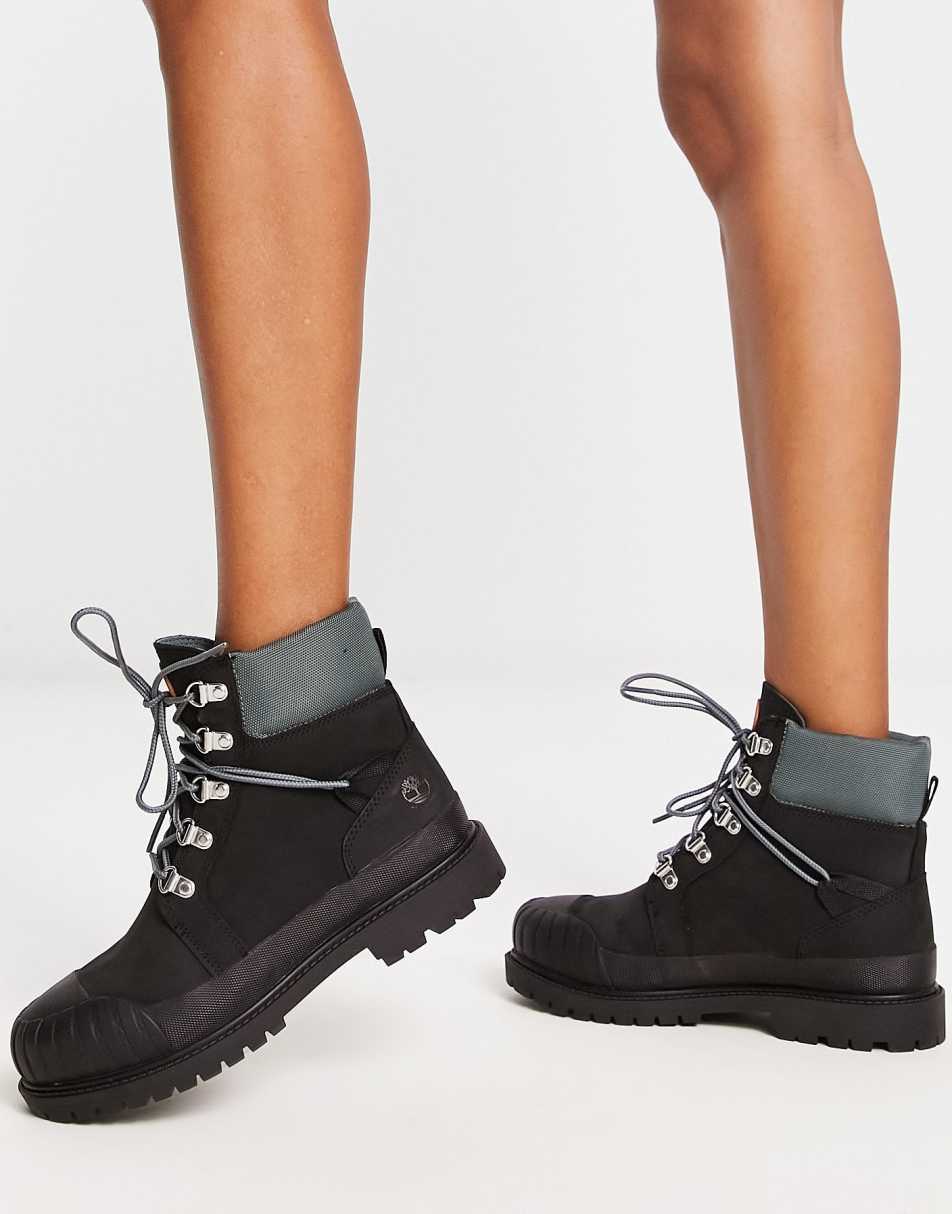 Timberland 6 inch Heritage rubber toe boots in black 1