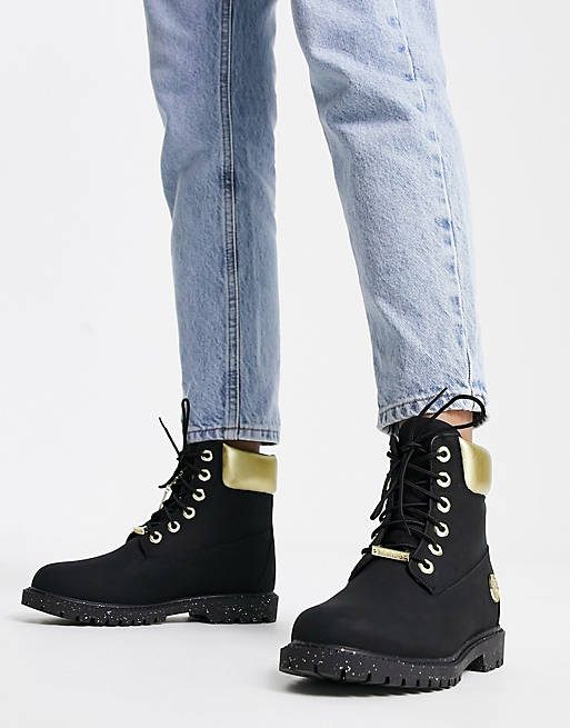 Timberland 6 inch Hert cupsole boots in black/gold | ASOS