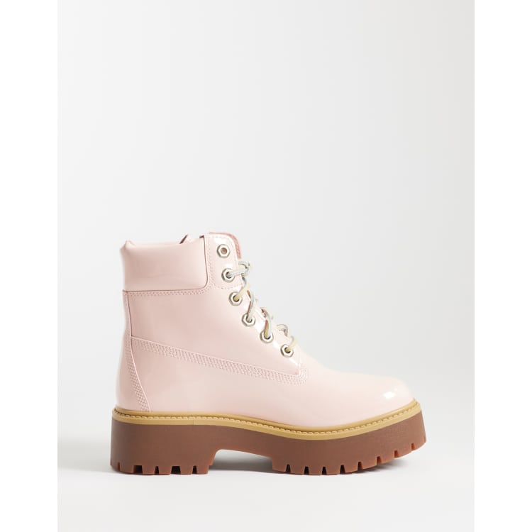 Timberland ホワイト ピンク Timberland 6 inch Lace Up boots in pink leather | ASOS
