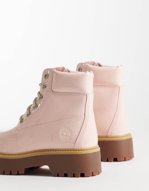 Timberland 6インチブーツ 27cm ピンクシューレース ストリート Timberland 6 inch Lace Up boots in pink leather | ASOS