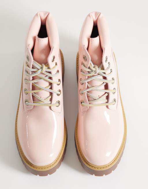 Timberland 6 inch Lace Up boots in pink leather | ASOS