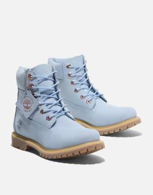 Timberland 6 inch lace up waterproof boot in light blue nubuck