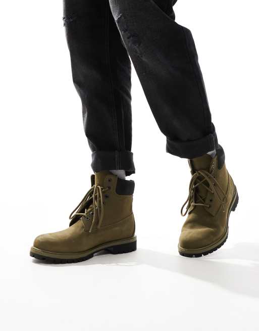 Timberland 6 inch lace up waterproof boot in olive ASOS