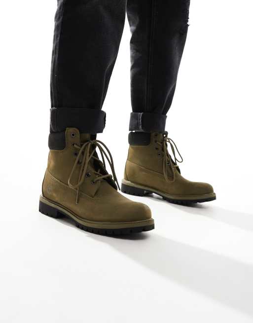 Timberland 6 inch lace up waterproof boot in olive