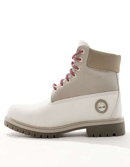 Timberland inch lace-up waterproof boot in white nubuck ASOS