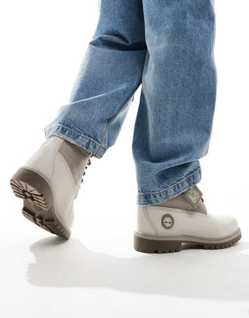 Timberland inch lace-up waterproof boot in white nubuck ASOS