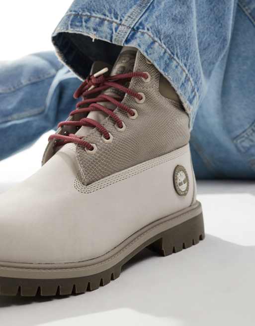 Timberland inch lace-up waterproof boot in white nubuck ASOS