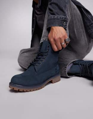 Timberland 6 Inch Lace Up Waterproof Boots In Navy