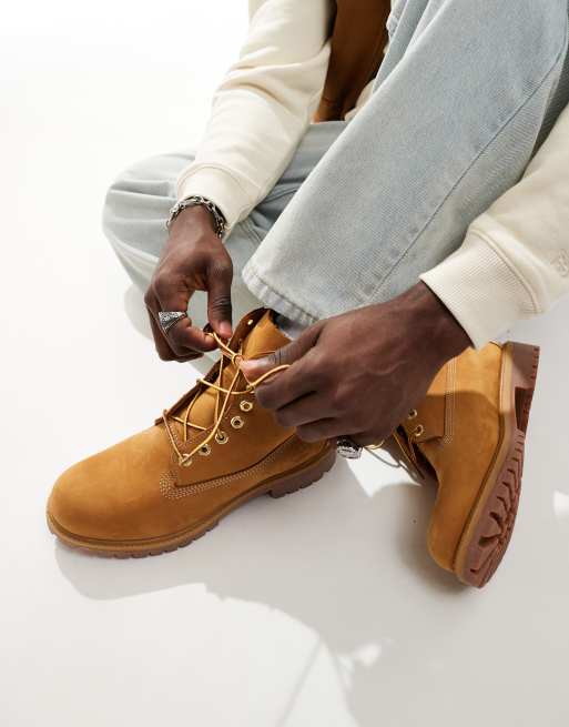 Timberland 6 inch lace up waterproof boots in wheat, 3 of 4