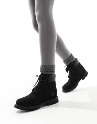 Womens black timberland style on sale boots