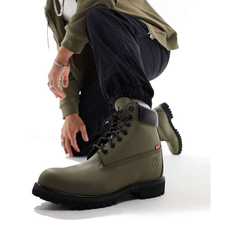 Timberland 6 inch premium boots in green helcor leather