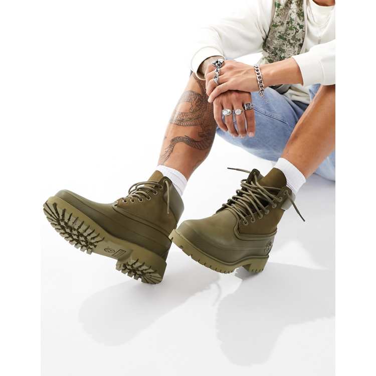 Timberland 6 inch premium boots in green nubuck leather with