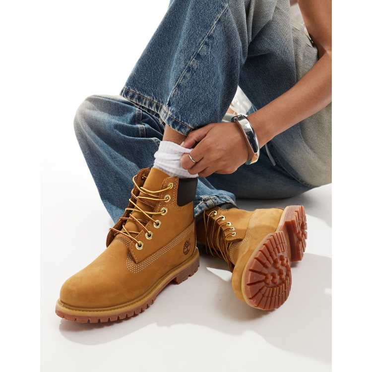 Timberland 6 inch premium boots in wheat nubuck leather