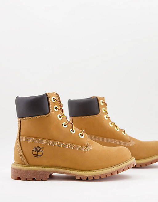 Timberland 6 inch premium boots in wheat tan