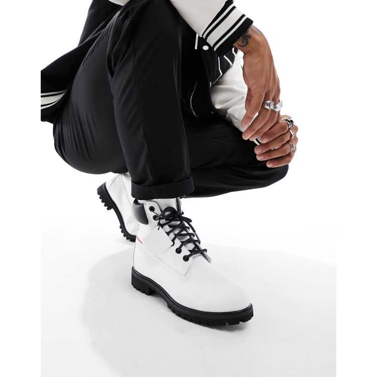 Timberland 6 inch premium boots in white helcor leather ASOS