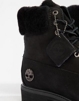 timberland black fur boots