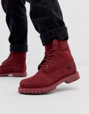 red timberland boots with fur