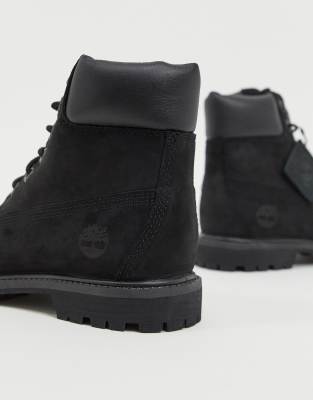 timberland 6 inch premium black lace up flat boots