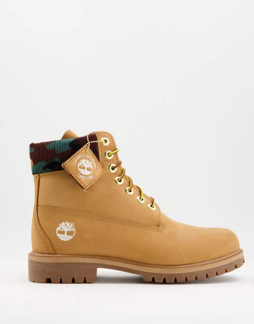 Timberland 6 inch premium rubber cup boots in wheat tan