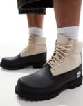 [Timberland] Timberland 6 inch waterproof boots in black and natural 41 BLACK