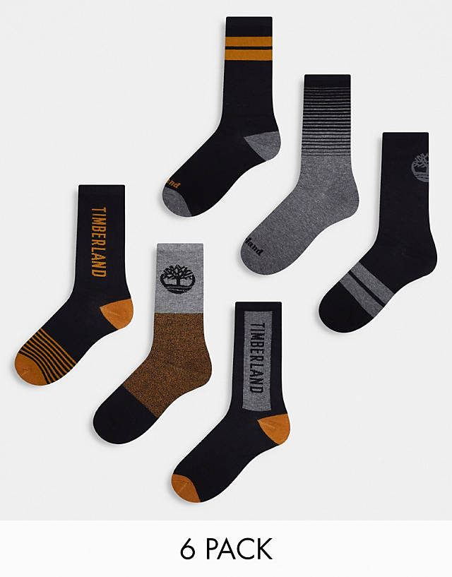 Timberland - 6 pack socks in gift box multi pack in black multi