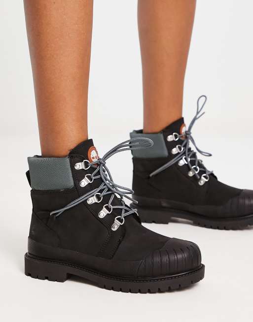 Timberland 6in Heritage Rubber Toe Boots In Black Asos