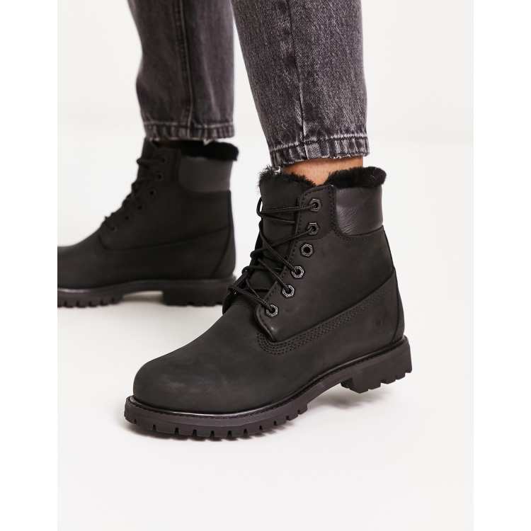 Timberland 6in Premium shearling boots in black ASOS