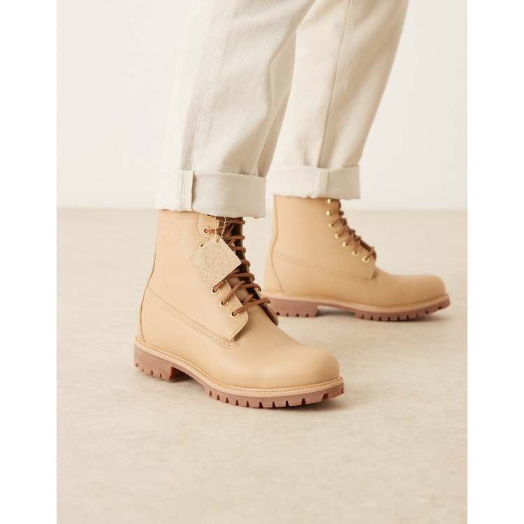 Timberland 8-inch lace up waterproof boot in medium beige full