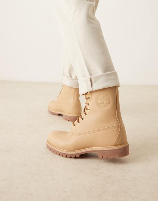 Timberland 8-inch lace up waterproof boot in medium beige full grain, 4 of 4