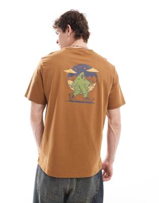 Timberland All Day Outside logo backprint t-shirt in dark wheat