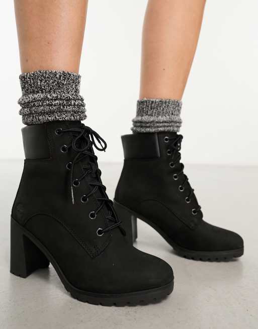 Timberland Allington 6in lace up heeled boots in black