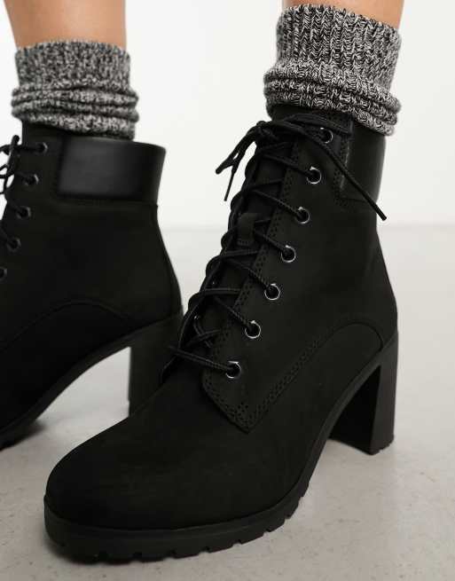 Timberland black cheap heeled boots