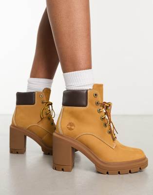 Timberland allington heights 6 inch heeled boots in wheat nubuck leather - ASOS Price Checker