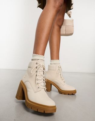 Timberland allington heights 6 inch heeled boots in cream nubuck leather - ASOS Price Checker