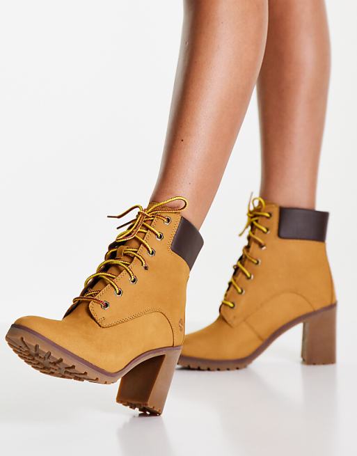 Timberland - Allington - Laarzen van nubuck leer met 6 inch hoge hak in  tarwebruin | ASOS timberland met hak
