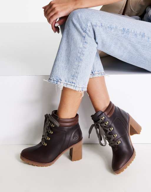 Timberland brown store heeled boots