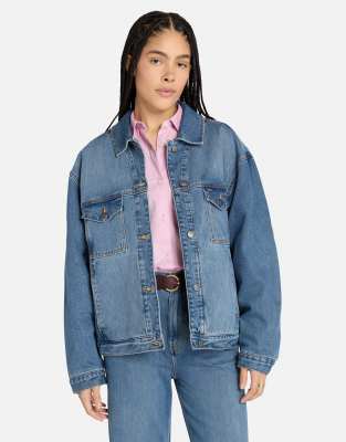 Timberland - Archive - Gefütterte Jeansjacke in High Tide Blue Wash-Blau