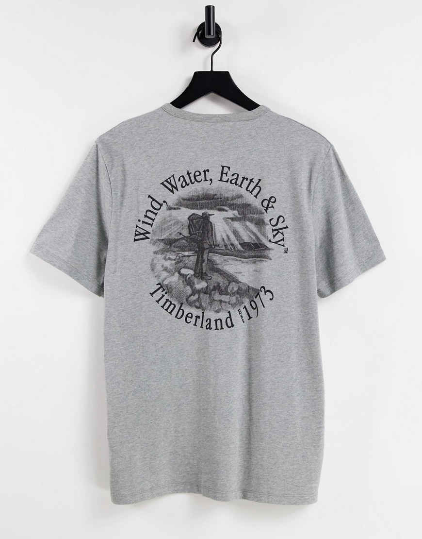 Timberland Archive Hiker back print t-shirt in gray-Grey