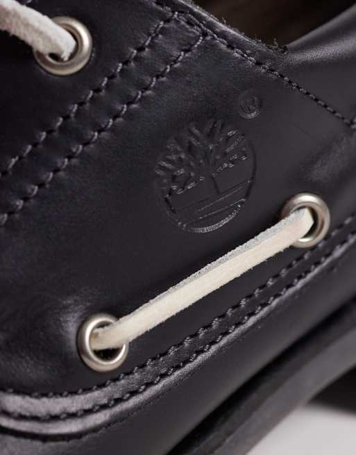 Timberland Authentic 3 eye boat shoe in black full grain leather, 3 of 4
