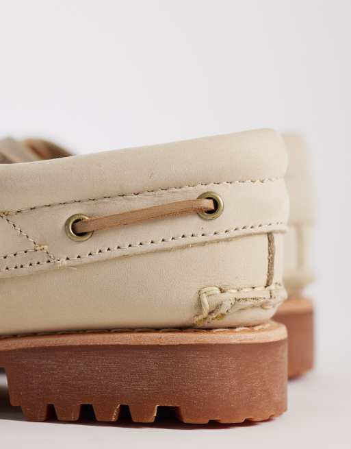 Timberland Authentic 3 eye boat shoe in light beige nubuck, 4 of 4