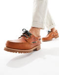 Timberland authentic 3 eye boat shoes in brown full grain leather