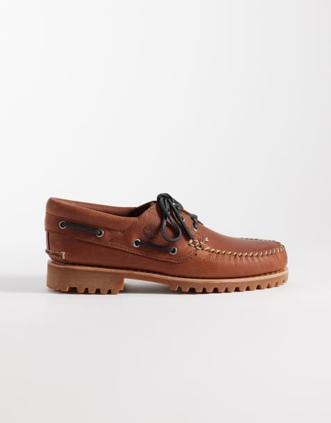 Timberland Authentic 3 eye boat shoes in rust full grain leather - view 1