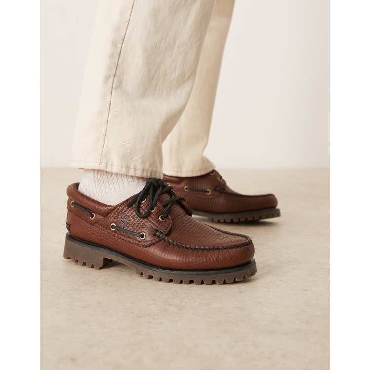 靴 TIMBERLAND Authentic 3 Eye Classic Timberland Authentic 3 eye classic boat shoe in all over woven mid