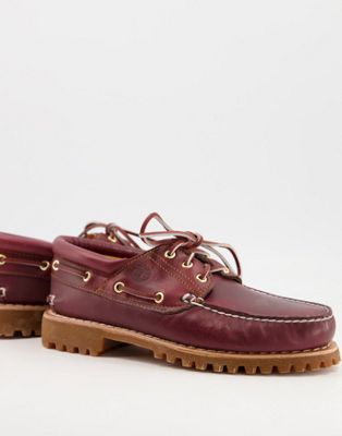 Timberland Authentic 3 eye classic boat shoes in burgundy