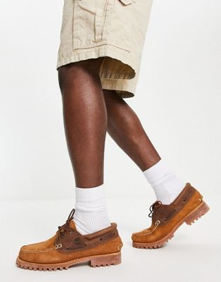 Timberland authentic 3 eye classic boat shoes in tan